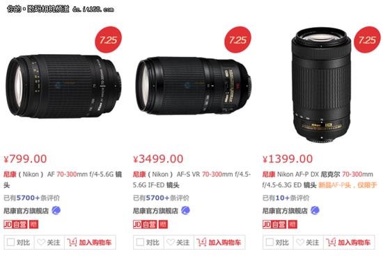 ▲尼康京东在售70-300mm镜头