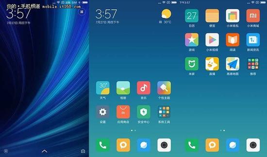 ▲MIUI 9系统锁屏及UI界面