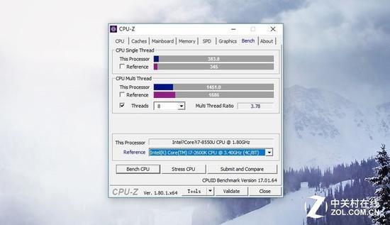 CPU-Z的Benchmark测试数据