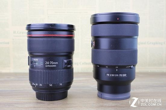 索尼FE 24-70mm F2.8 GM(右)作为一支微单镜头,体积上却更大一些