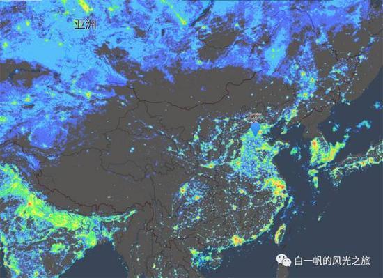 光污染地图(来自艾拉斯贝太空网)
