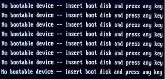 No bootable device(不同BIOS的提示语可能不完全一样)