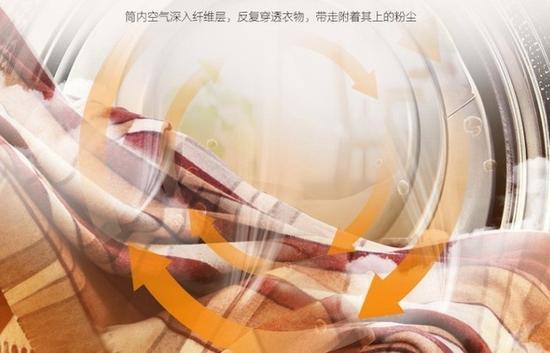 热风吹向潮湿的衣服将水分带走(烘干过程模拟展示)