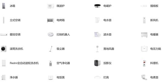 小米生态链产品,图源小米官网