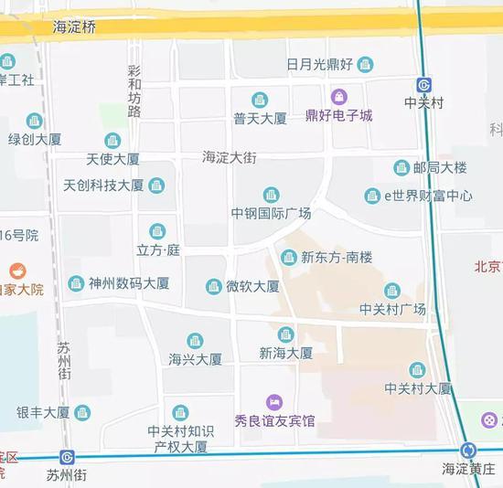 中关村区位(百度地图)