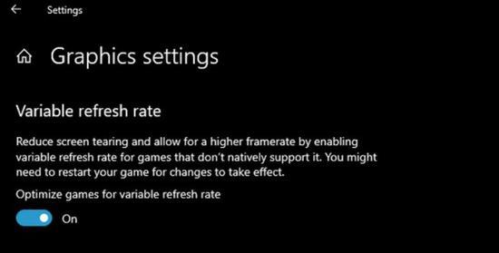 ▲Windows 10中的可变刷新率