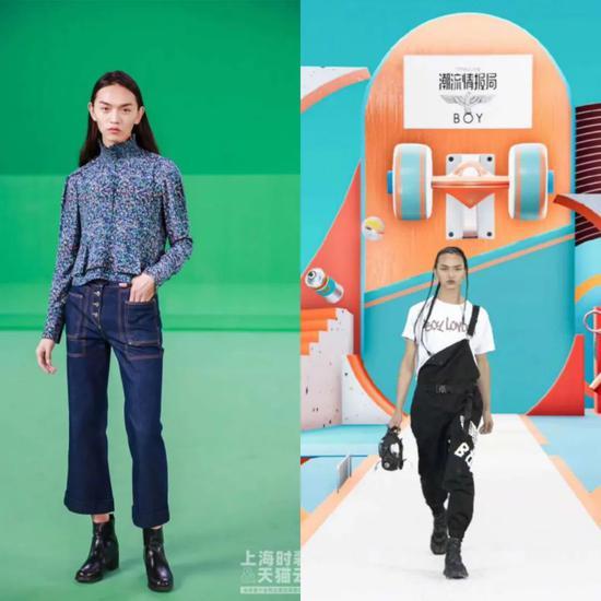 王斌参加“云上时装周”,背景虽然是绿幕,但最终呈现的效果完全不同(主办方供图)
