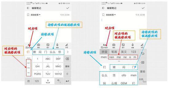 编码字符串与其对应的候选词条互为待修改项与对应项