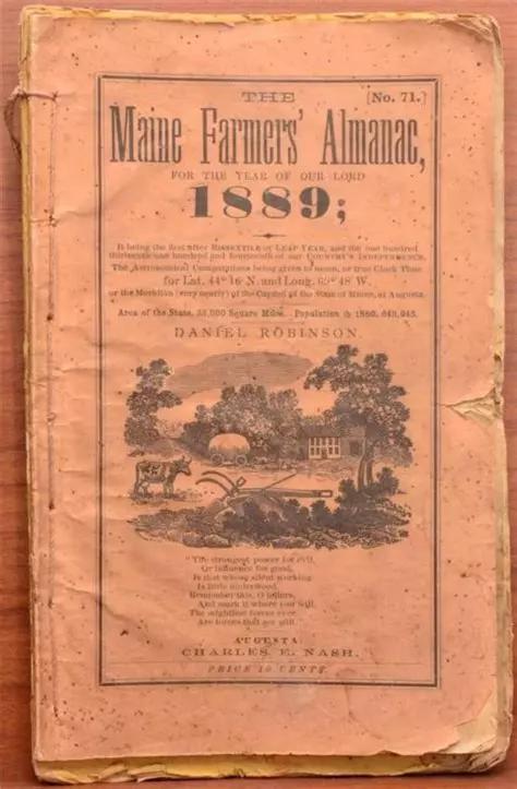 1889年的缅因州农民历书,图自网络