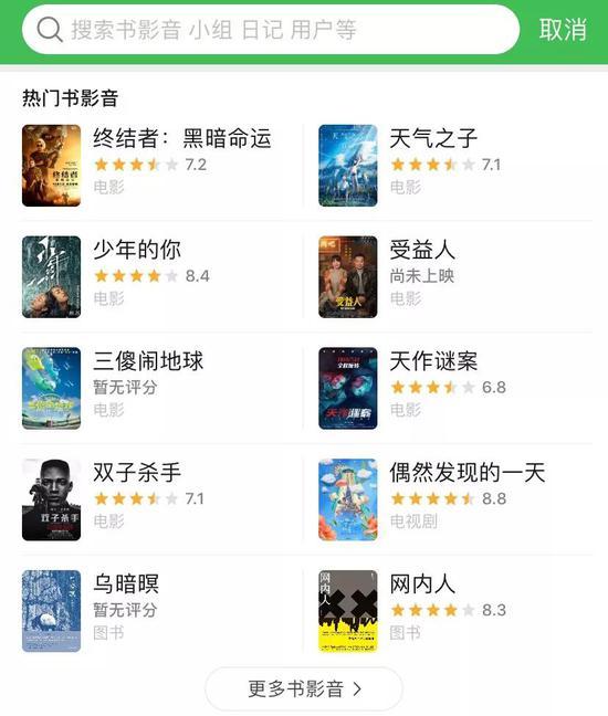 豆瓣搜索区页面