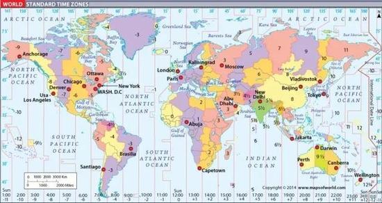 图5 世界时区(图片来自http://www.travelquaz.com)