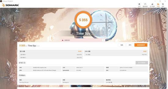 3D Mark Time Spy测试得分5355分。