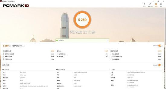 PC Mark10最终得分5250分。