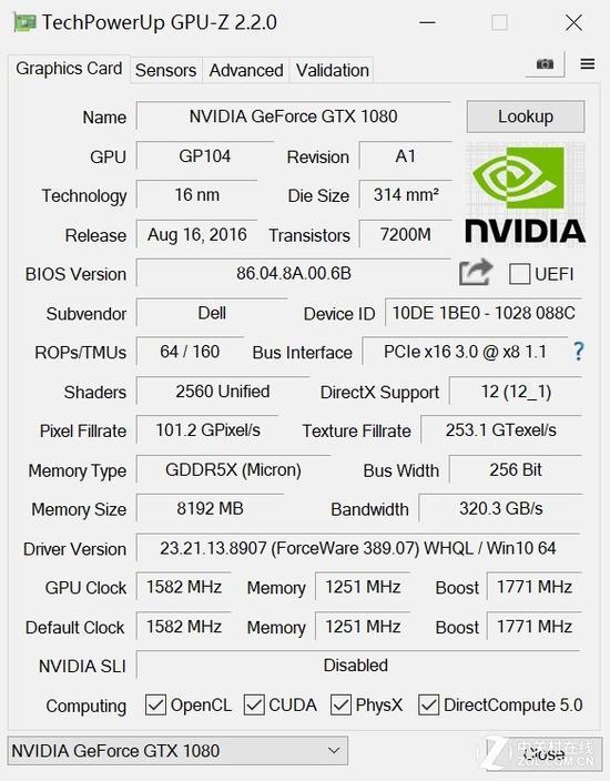 GTX1080 OC 硬件规格