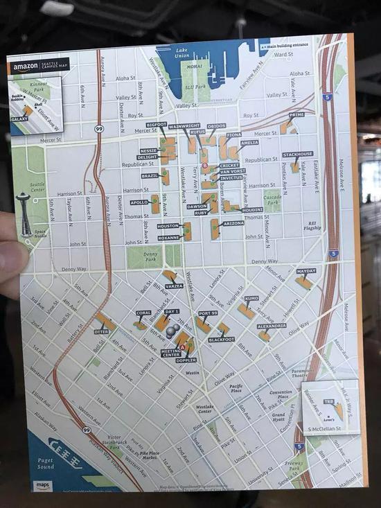 亚马逊西雅图办公楼分布