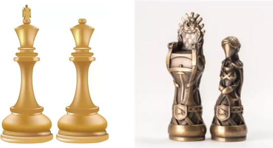 普通棋子(左)和3D打印棋子(右) | 作者供图