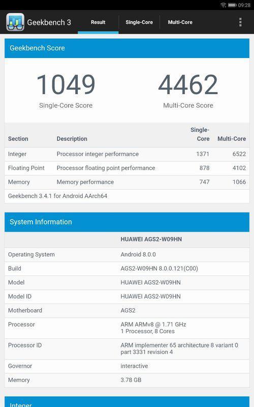 Geekbench检测结果
