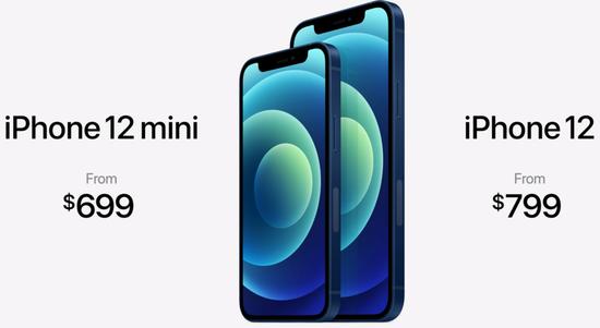 iPhone12 mini、iPhone 12售价 来源 / 苹果发布会截图