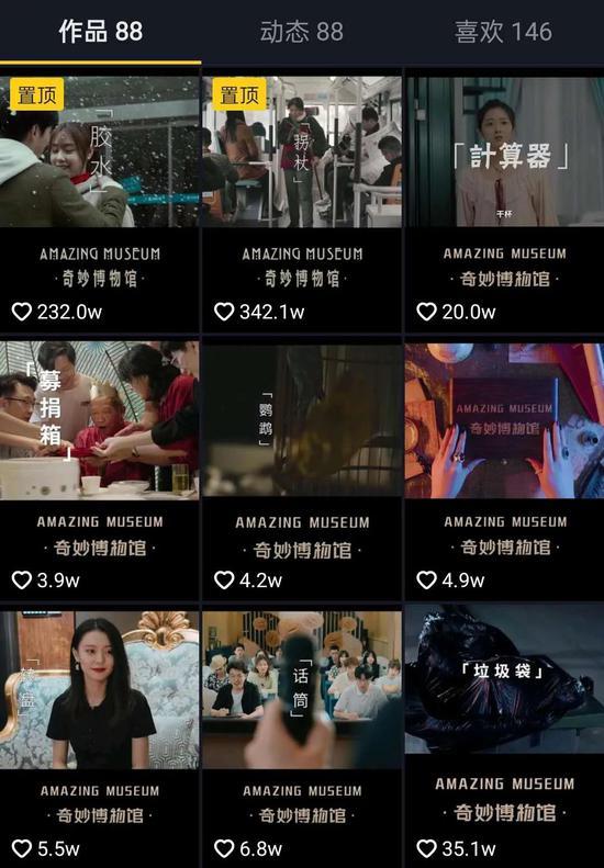 “奇妙博物馆”抖音主页截图