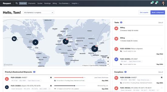 Flexport界面 | 图源:Flexport