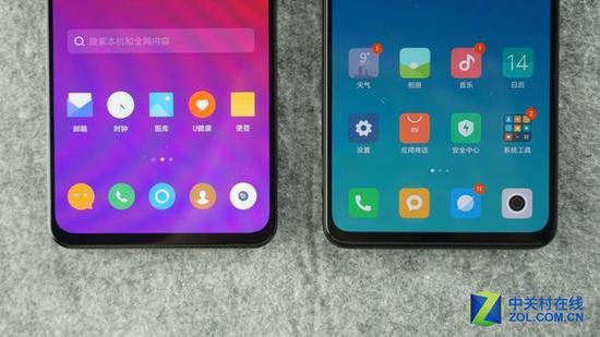 联想Z5 Pro(左)对比小米MIX 3(右)
