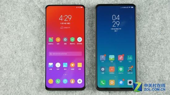联想Z5 Pro(左)对比小米MIX 3(右)