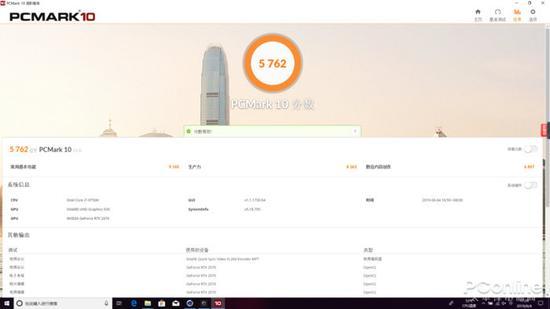 PCMark10测试中得到5762分