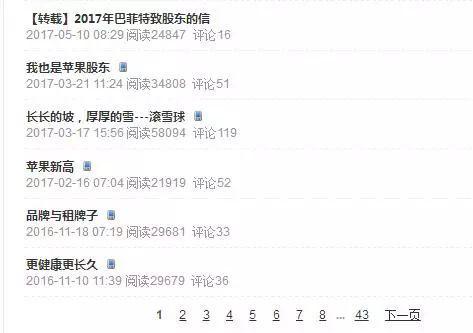段永平博客,连着5篇博文都是苹果相关