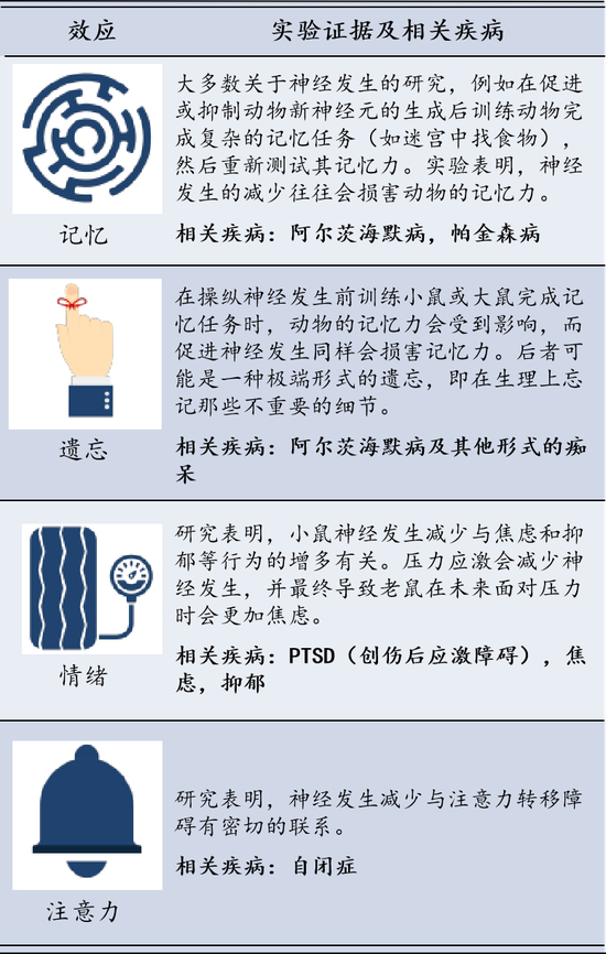 图1:海马体新生神经元可能参与的一些过程。