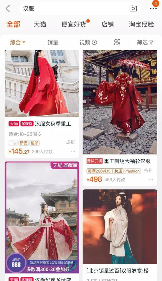天猫数据显示 汉服市场的总体主体消费人群已超200万