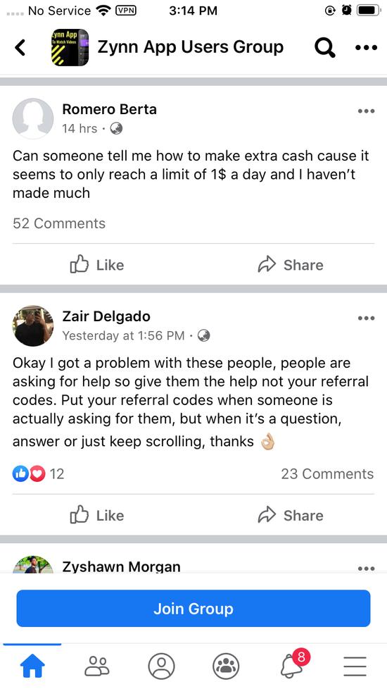 Facebook里Zynn App User Group
