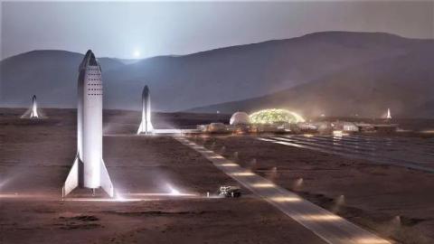 SpaceX火星基地假想图。来源:SpaceX
