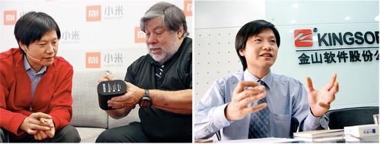 雷军和苹果创始人之一沃茨尼亚克出席小米记者见面会(左)金山软件时的雷军(右)