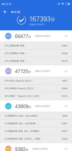 小米6X与小米8 SE跑分对比