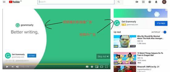 ▲YouTube变现广告展示方式之一