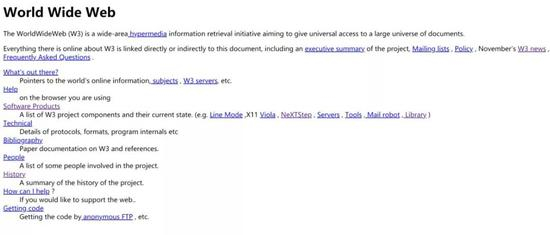 世界上第一个网站 http://info.cern.ch/hypertext/WWW/TheProject.html