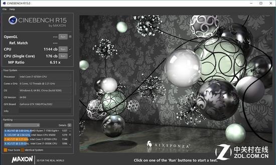 CINEBENCH R15成绩