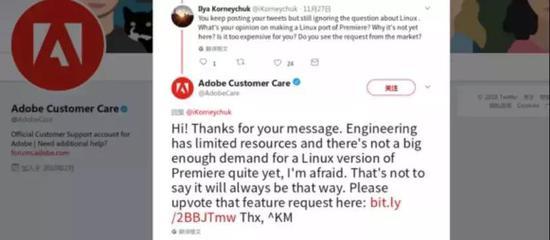 (图为Adobe称短期内不会为Linux提供软件)