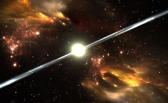 脉冲星旋转时发出的辐射光束。(Image: © Shutterstock)