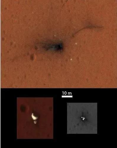 斯基亚帕雷利EDM着陆器的残骸。 来源:NASA/JPL-Caltech/University of Arizona