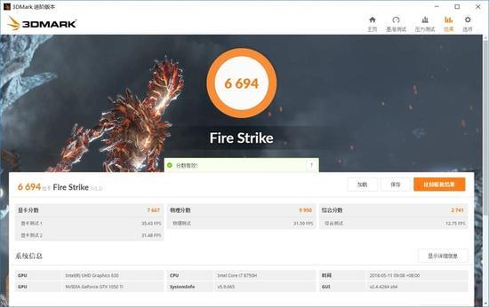 ▲3DMark Fire Strike总分6649,显卡分7667