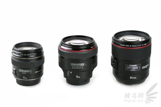 三支佳能EF 85mm镜头同框照