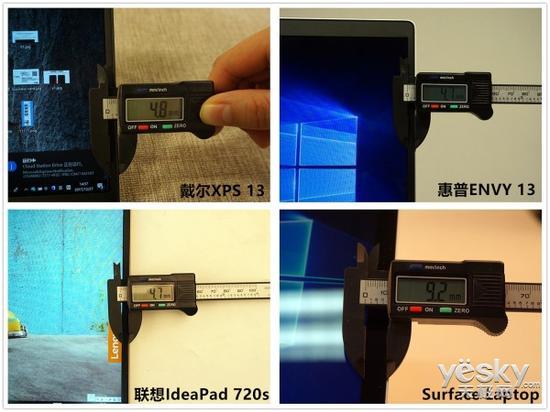 实际测量四款笔记本的窄边框