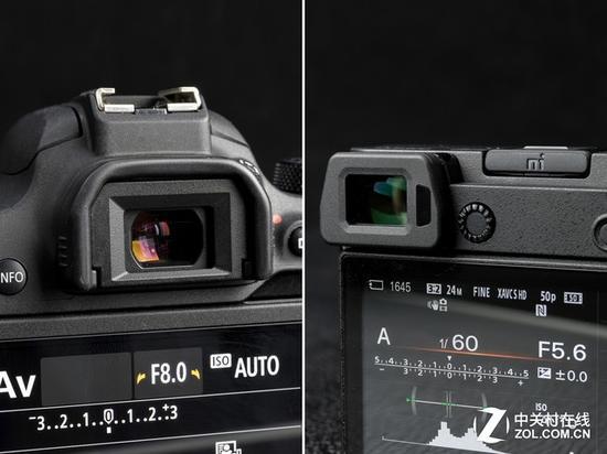 佳能EOS 800D(左)与索尼A6300(右)均配备了取景器