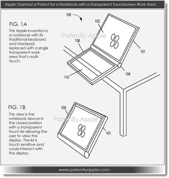 苹果在2013年就已经申请了2合1触控Macbook的专利(图片来源:patentlyapple)