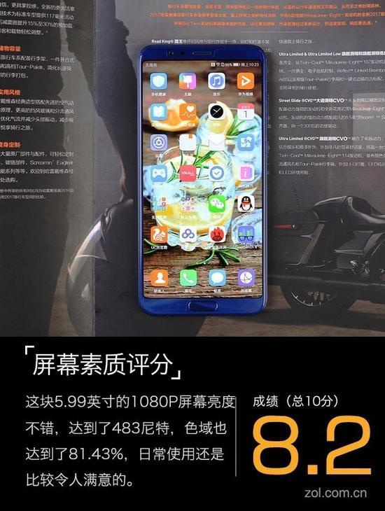 荣耀V10屏幕素质评分