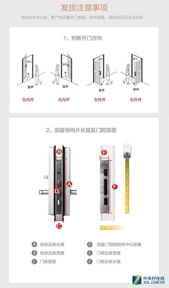 选购智能锁前需要测量的数据(图源:京东)