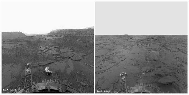 这是苏联金星 13号着陆器发回的全景照片,经过了重新处理