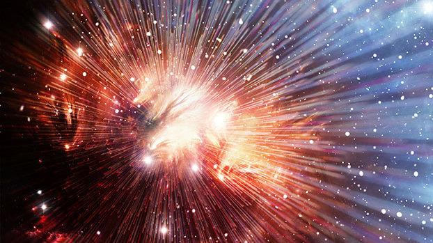 艺术家绘制的宇宙大爆炸概念图。