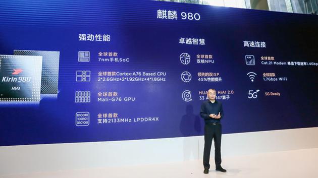 图:华为fellow艾伟现场介绍麒麟980特性